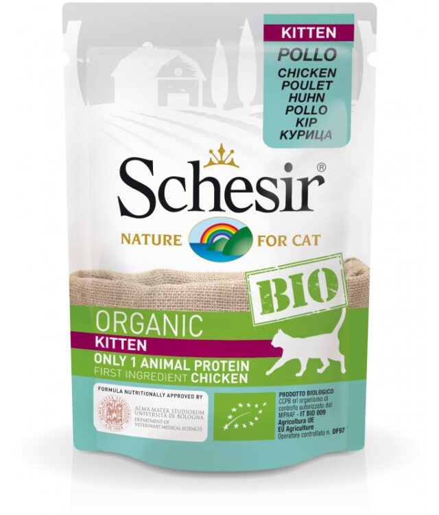 Schesir Bio Organic Wet Cat Food with Chicken for Kittens 85g