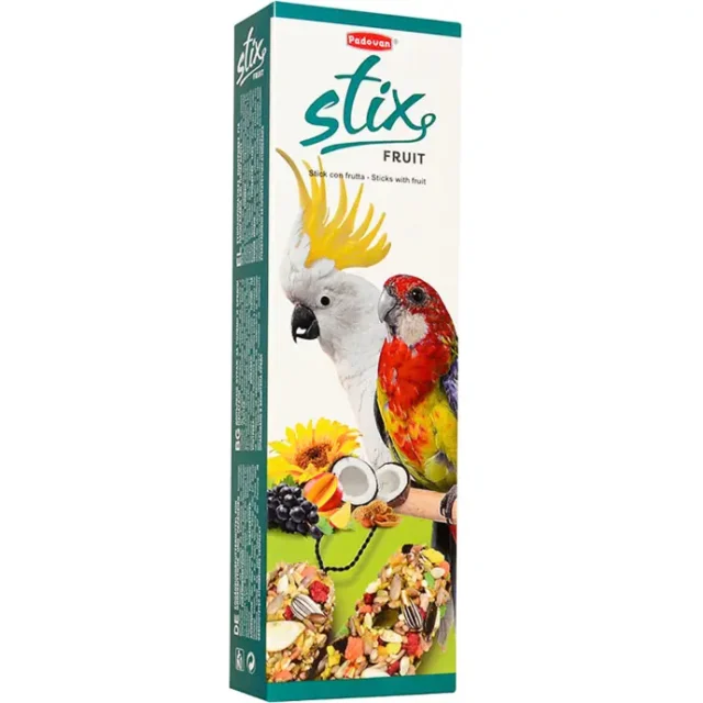 Padovan Stix Food Sticks with Mixed Nuts, Seeds & Fruits for Parakeets & Parrots 150g
