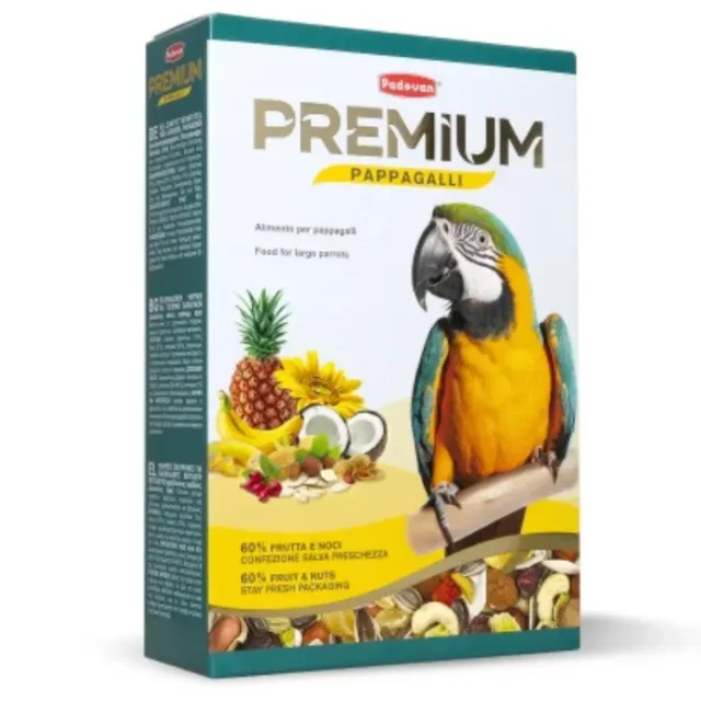 Padovan Pappagalli Premium Bird Food with Fruits & Nuts for Large Parrots 500g